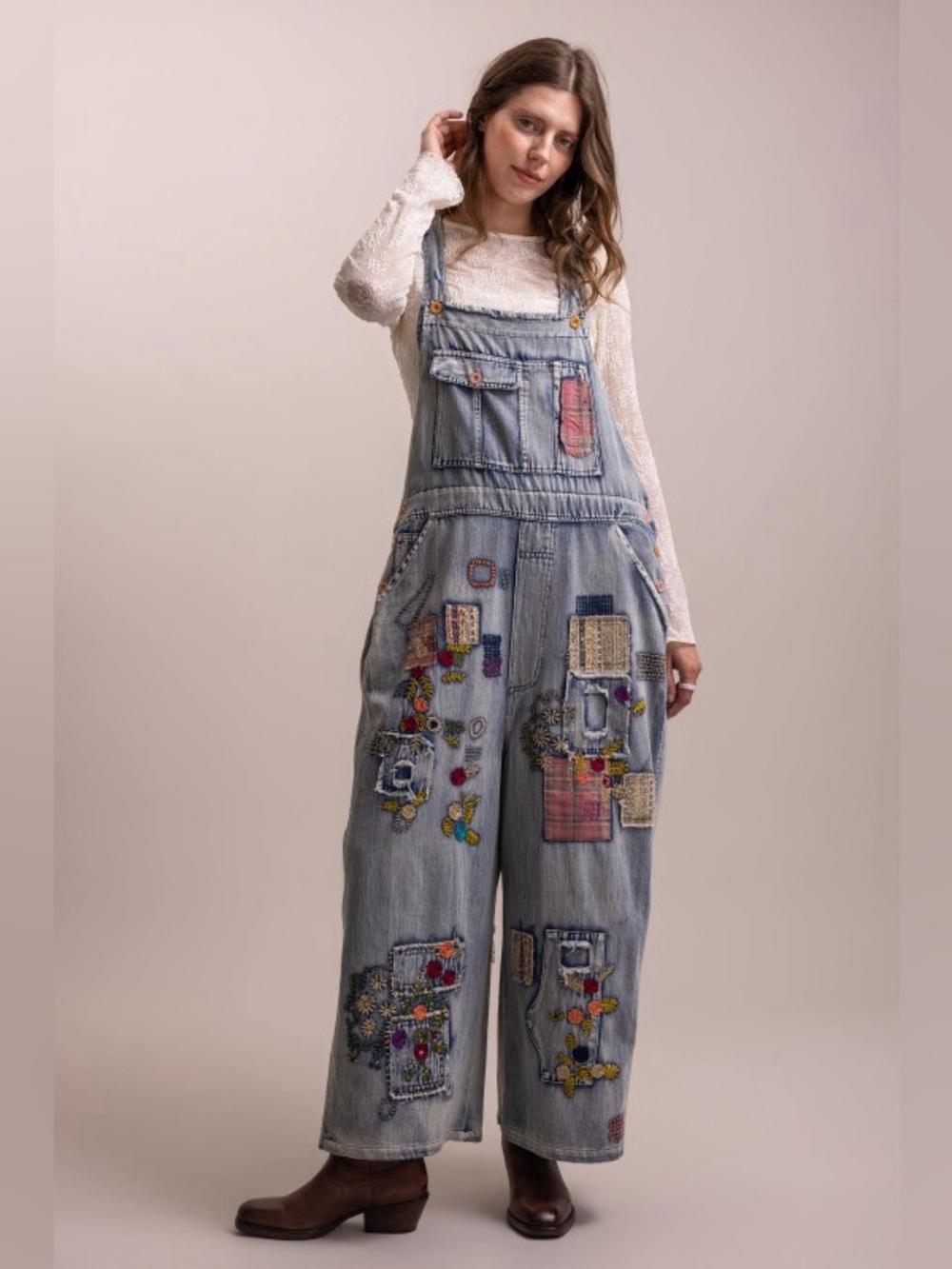 New 🔥Bluevelvet Embroidered Light Blue Denim Overalls - Women Jeans